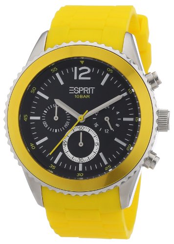 Esprit Marin Men ES105331009 - Reloj cronógrafo de Cuarzo para Hombre, Correa de Resina Color Amarillo (Alarma, cronómetro)