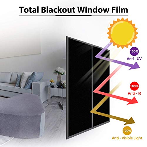 Essort Vinilo para Ventana Negro Mate Película Anti-UV Estática Opaco Decorativa para Dormitorio y Sala de Estar, Protección de la Privacidad 90X200CM