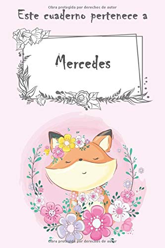 Este cuaderno pertenece a Mercedes: Cuaderno personalizado con nombre - con más de 100 nombres femeninos y masculinos para elegir - 110 páginas a rayas, Tamaño 21.59 x 21.59 cm (6 x 9 pulgadas)