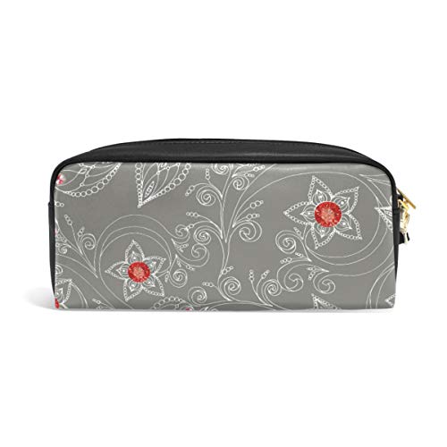 Estuche para lápices de gran capacidad con diseño de flores y rubíes, bolsa de maquillaje impermeable para estudiantes o mujeres