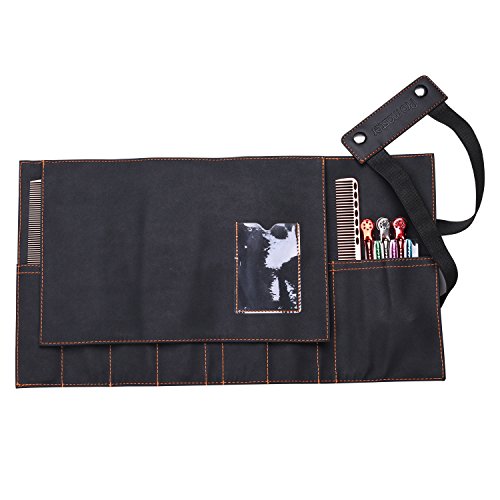 Estuche para utensilios de salón, tijeras de estilista, barbero, tejido blanco color negro