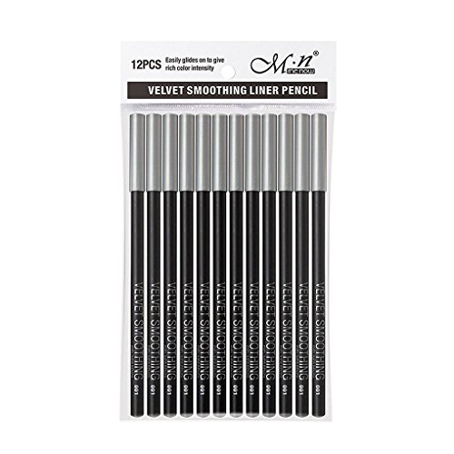 F-blue 12pcs / Set Menow P127 Negro Larga duración determinada de la Pluma a Prueba de Agua a Prueba de Sudor Delineador de Ojos Delineador de Ojos lápiz de la Pluma de Maquillaje