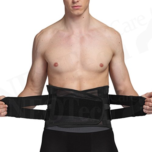 Faja de espalda ULTRA LIGERA - Apoyo lumbar/para la postura - Tejido transpirable para el ejercicio - Compresión adaptable - Marca Neotech Care (Talla L)