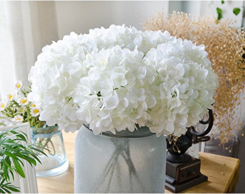 Famibay Flores de Hortensia Flores Artificiales Blancas de Seda Ramos de Hortenisas Flores para Bodas Hogar Hotel Decoración