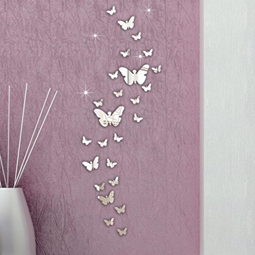 FAMILIZO 30Pc Mariposa CombinacióN 3D Espejo De Pared Pegatinas DecoracióN del Hogar De La DecoracióN De DIY