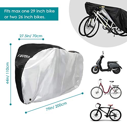 Favoto Funda para Bicicleta Exterior 210D Cubierta Protector al Aire Libre contra Sol Polvo para Montaña Carretera XL Negro+Plata