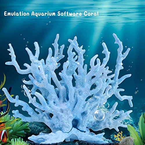 Fdit Acuario Plástico Artificial Planta Decoraciones Coralinas de Tanque de Pescados en Diversos Tamaños y Color(Azul (S))