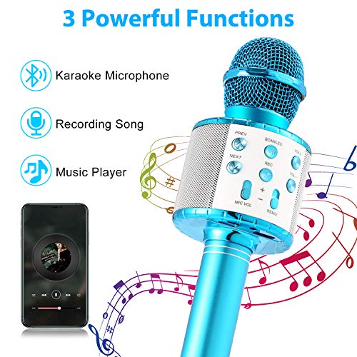 Fede Micrófono Karaoke Bluetooth, Microfono Inalámbrico Karaoke Portátil con luz LED multicolor para Niños Canta Partido Musica, Compatible con Android/iOS PC o Teléfono Inteligente