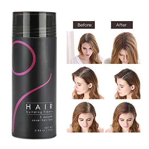 Fibras de Cabello Construcción del 5 Teñido en Polvo para Pelo Engrosamiento Fibras en las zonas calvas Pérdida del cabello Corrector con aplicador en spray de bomba Engrosado(Dark brown)