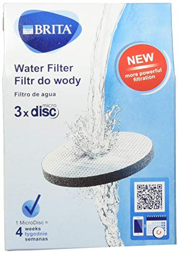 FILTROS BRITA MICRODISC – Pack 3 filtros para el agua, Discos filtrantes compatibles con botellas BRITA que reducen la cal y el cloro