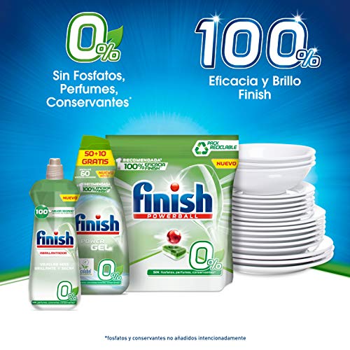 Finish Power Gel 0% Detergente Gel Lavavajilla con Certificado Ecológico - 60 Dosis