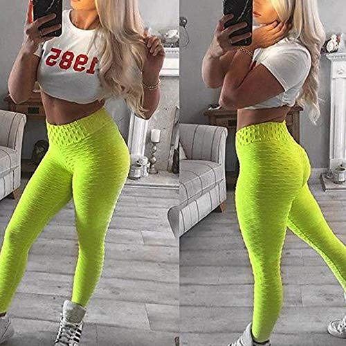 FITTOO Leggings Push Up Mujer Mallas Pantalones Deportivos Alta Cintura Elásticos Yoga Fitness  Amarillo S