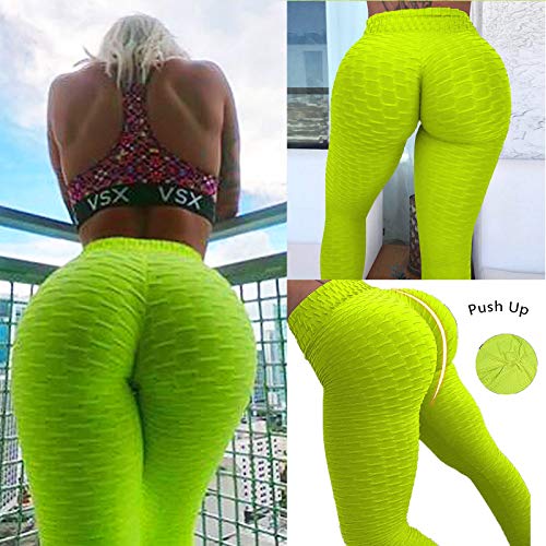 FITTOO Leggings Push Up Mujer Mallas Pantalones Deportivos Alta Cintura Elásticos Yoga Fitness  Amarillo S