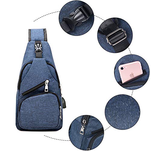 flintronic Sling Bag, Bolsa de Pecho con Puerto de Carga USB, Puerto Crossbody para Hombres Mujeres Senderismo Ligero Ciclismo Mochila de Viaje para Acampar (Incluye 1 Cable USB)