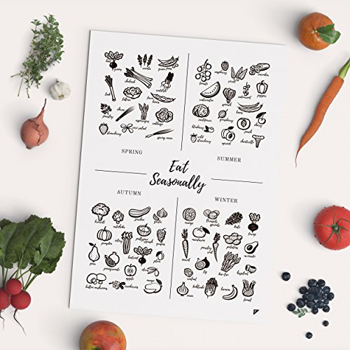 Follygraph Kitchen Poster - Póster de cocina con texto "Eat Seasonally", papel, 50 x 70 cm