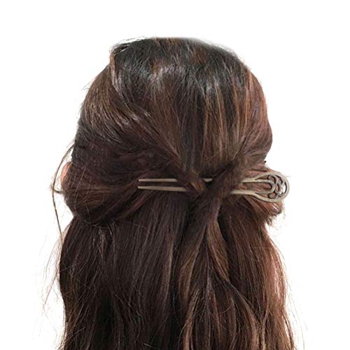 Frcolor 2pcs mujeres vintage ahueca hacia fuera palillos del pelo en forma de U palos de pelo para bollos pernos de pelo pinza de pelo accesorios para el cabello (bronce)
