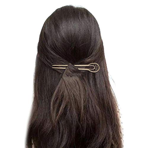 Frcolor 2pcs mujeres vintage ahueca hacia fuera palillos del pelo en forma de U palos de pelo para bollos pernos de pelo pinza de pelo accesorios para el cabello (bronce)