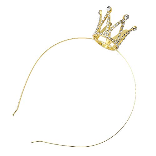 Freebily Corona Princesa Reina Niña Tiara Diadema Dorado para Cumpleaños Ceremonia Tocado de Pelo Accesorio Brillo Peinado Disfraz Niña Boda Navidad Carnaval Dorado One Size