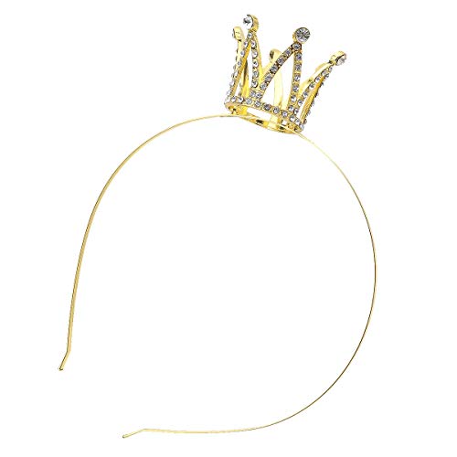 Freebily Corona Princesa Reina Niña Tiara Diadema Dorado para Cumpleaños Ceremonia Tocado de Pelo Accesorio Brillo Peinado Disfraz Niña Boda Navidad Carnaval Dorado One Size