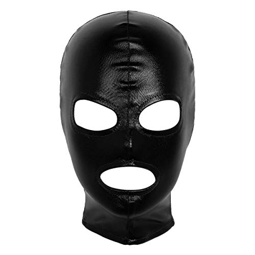 Freebily Pasamontaña Capucha Casco Máscara Disfraz de Fiesta Estirable Permeable al Aire para Adulto Mujer Hombre Cosplay Negro de Látex Talla Única