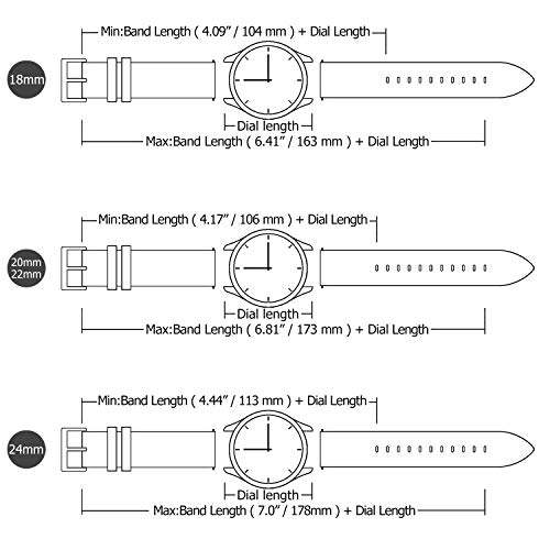 Fullmosa Bambu Piel Correa,7 Colores para Correa/Banda/Pulsera/Strap de Reloj Huawei/Samsung/Recambio/Reemplazo 18mm 20mm 22mm 24mm,Marron Oscuro 22mm