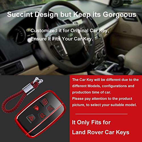 Funda de Silicona para Llave Range Rover Jaguar – Cover Carcasa de TPU Cromo Suave para Land Rover Discovery 4 Evoque Jaguar XE XF XJ F-Pace Protección Llaveros Mando a Distancia (Rojo)