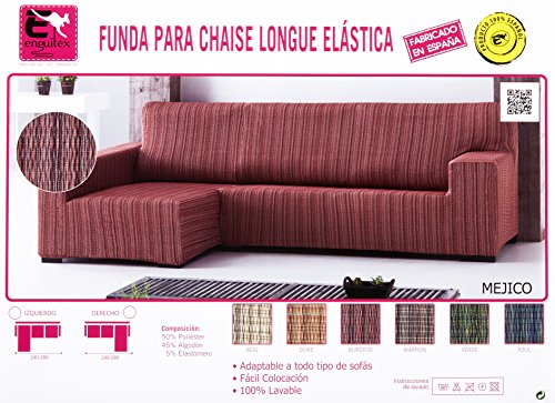 Funda Elástica para Sofá Chaise Longue, modelo Mejico, Brazo Derecho, color verde, tamaño desde 240 a 280 cm