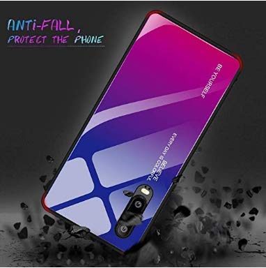 Funda Huawei P30/P30 Pro, Ultra Slim Anti-Rasguño y Resistente Huellas Dactilares Totalmente Protectora Vidrio Gradiente de Color Caso de Duro Cover Case (P30 Pro, Morado Rosa)