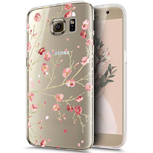 Funda Samsung Galaxy S8,Carcasa KunyFond Calidad Suave Simple Transparente Flor Pintura Pintado Impresion Color Premium Vistoso Silicona Frame TPU Dibujo Bella Flor Bumper-Albaricoquero(Personalizado)