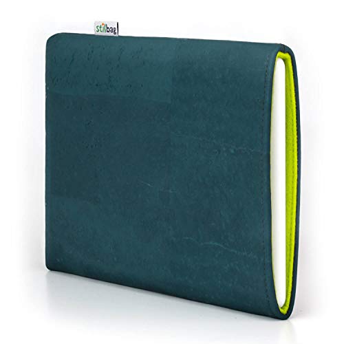 Funda Stilbag eReader Vigo para Kobo Aura One | eBook Reader Bag - Made in Germany | Corcho Gasolina, Fieltro de Lana Verde Manzana