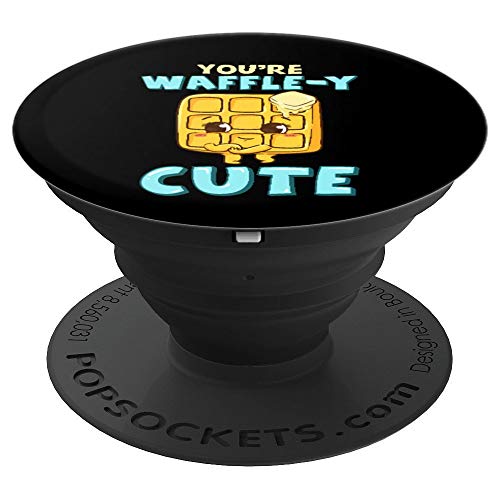 Funny You're Waffle-y Cute Adorable Waffle Breakfast Pun PopSockets Agarre y Soporte para Teléfonos y Tabletas