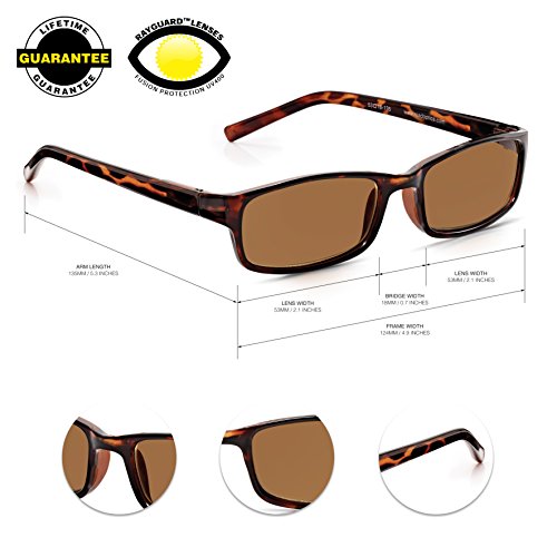 Gafas -Read Optics- de Sol Graduadas para Lectura: de Hombre/Mujer con Lentes Tintadas Marrones Rayguard™ 100% Protección UV y Antireflejos (hasta +3.5) - Marco Tortoise de Policarbonato