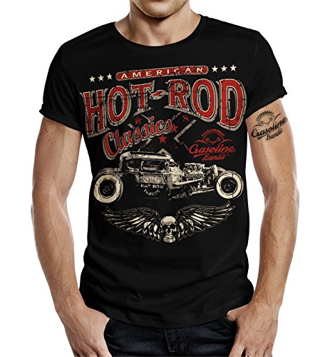 Gasoline Bandit Rockabilly Hot-Rod RacerCamiseta Original Diseno Big Size Print: Hot Rod Classic L