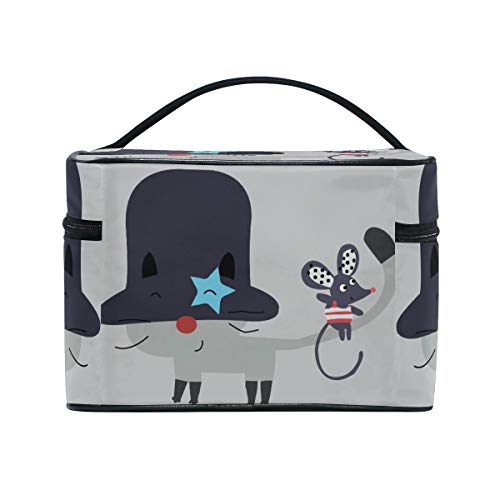 Gato Gris Lindo Ratón Bolsa Mochila de Maquillaje Almacenamiento Organizador de Cosméticos Portátil Estuche para Mujeres Señoras Niñas