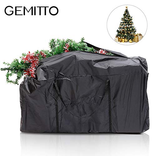 GEMITTO Bolsa de Almacenamiento para árboles de Navidad 210D Oxford, Protección para Árbol de Navidad y Decoraciones, Resistente, Anti-UV & Impermeable 116x47x51cm