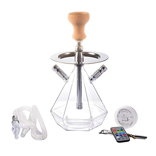 gfjfghfjfh Juego de cachimba acrílica para Fumar Manguera de Pipa de Agua Shishas con luz LED Party Club Outdoor