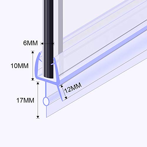 Goldge Junta para mampara de ducha | Junta de goma de repuesto Fabricado en PVC Duro y PVC Suave Ajustable Usar a el Cristal de 6 mm