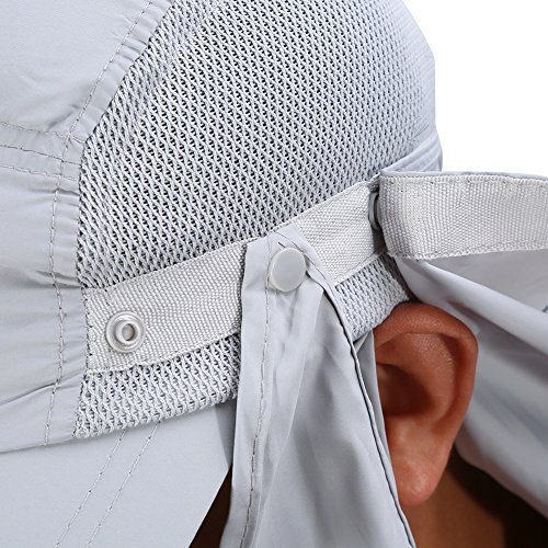 Gorra de Protección Solar Anti-UV con Máscara Extraíble Sombrero Tapa de Cuello y Face Flap para Ciclismo, Senderismo, Pesca, para Hombres Mujeres ( Color : Gris )