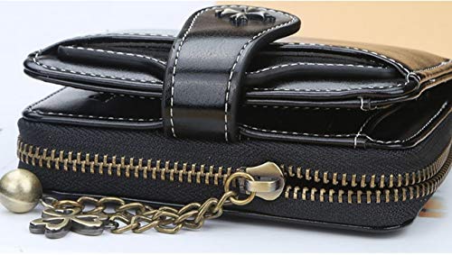 Goukou - Cartera para Mujer con Flecos y Cierre de Cremallera Naranja Midnight Black