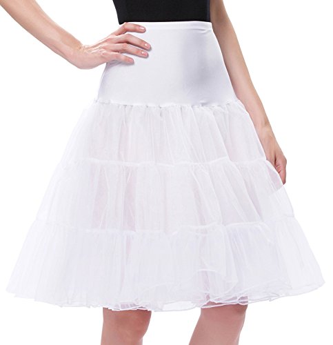 Grace Karin - Falda tipo enagua, estilo años 50 Knee Length-White Medium