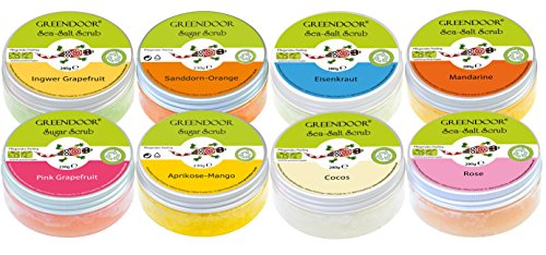 Greendoor Azúcar Scrub Espino amarillo Naranja, azúcar Peeling sin Plástico, 230g de la manufactura de cosmética natural