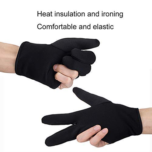 Guantes Resistentes al Calor,Beautyshow Guante de 3 Dedos Profesional Resistente al Calor para el Peinado Cabello Peluqueria Plancha Plana Varita de Curling Negro