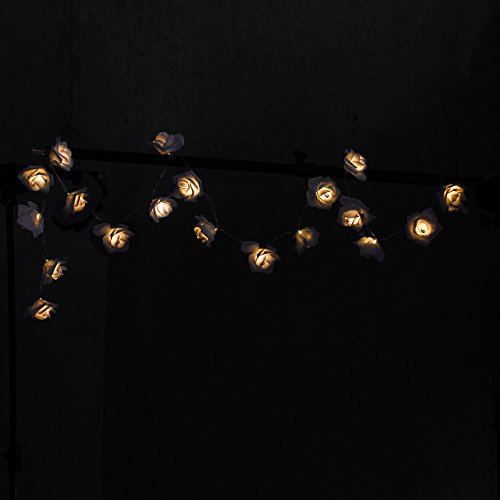 Guirnalda de luces LED - ELINKUME 2,5M/8,2 pies 20 LED rosas luces de hadas Con pilas blanco cálido decoración de flores románticas para San Valentín, Navidad, bodas, fiestas