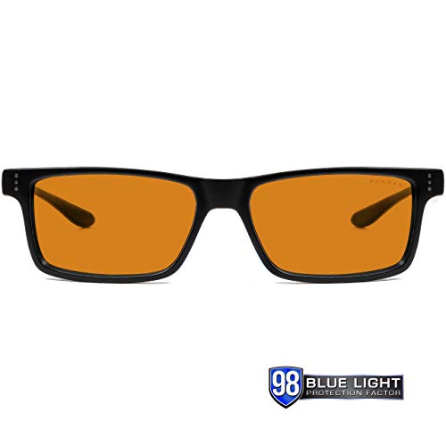 Gunnar Gaming and Computer Eyewear | Vertex, Onyx frame, Amber MAX Tint | Blue Light Blocking Glasses | Patented lens, 98% Blue Light Protection, 100% UV Light | Reduce Eye Strain & Dryness