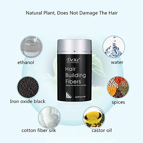 Hair Building Fibers,Fibre Construcción de pelo Fibras de Cabello Naturales,Cabello fino y Escaso para Hombres y Mujeres-Efecto Inmediato (Marron oscuro)