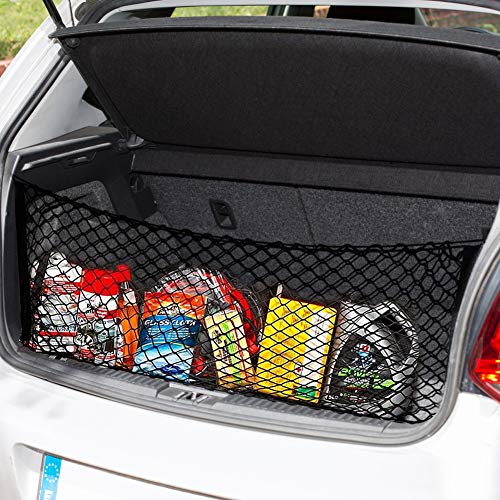 Haofy Red de Carga Red Elástica de Almacenaje para Maletero de Coche Red de Malla de Nylon Organizador para Coche 100 x 40cm, con 4 Ganchos