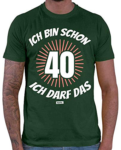 Hariz - Camiseta para hombre, diseño con texto en alemán "Ich Darf" verde oscuro L