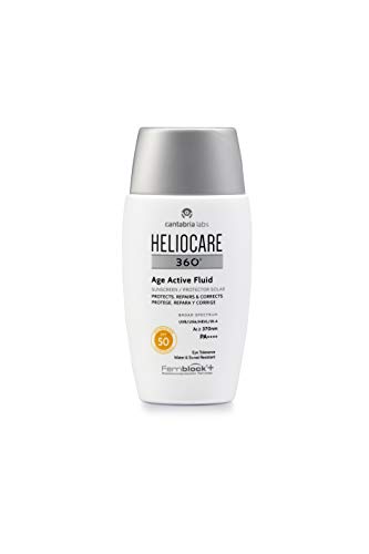 Heliocare 360° Age Active Fluid SPF 50 - Crema Solar Facial, Fotoprotector Ultraligero, con Triple Complejo Antiedad, Previene el Fotoenvejecimiento, 50ml