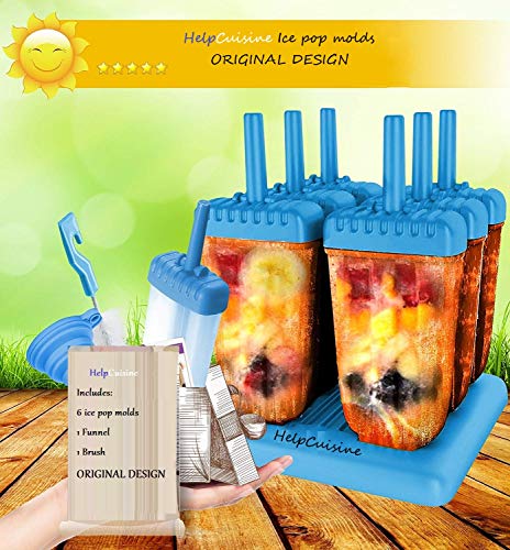 HelpCuisine® Molde para Helados/Moldes de Polos - Juego de Seis Unidades sin BPA y Aprobado por FDA. 24 Meses de Garancia! (Azul)