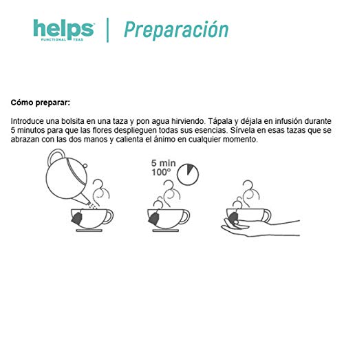 HELPS INFUSIONES - Infusión De Olivo, Flores De Azahar, Tila Y Cola De Caballo Para Mejorar La Tensión Arterial. Helps Tensión. Caja De 20 Bolsitas.